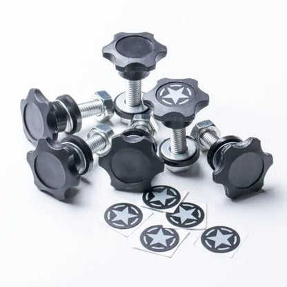 GP-Star quick-release thumbscrews by GPCA, black star-knob caps with chrome bolts, 6 pcs on Tampa Home & Garden Store