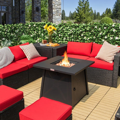 50,000 BTU Black Steel Square Portable LP Gas Propane Fire Pit Table - Tampa Home & Garden Store