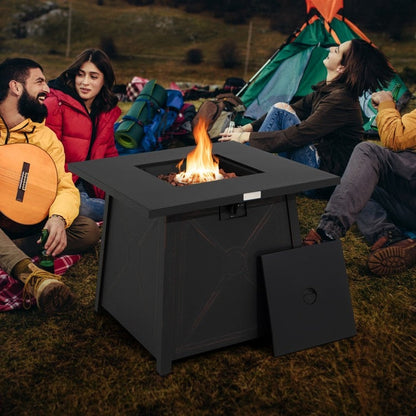 50,000 BTU Black Steel Square Portable LP Gas Propane Fire Pit Table - Tampa Home & Garden Store