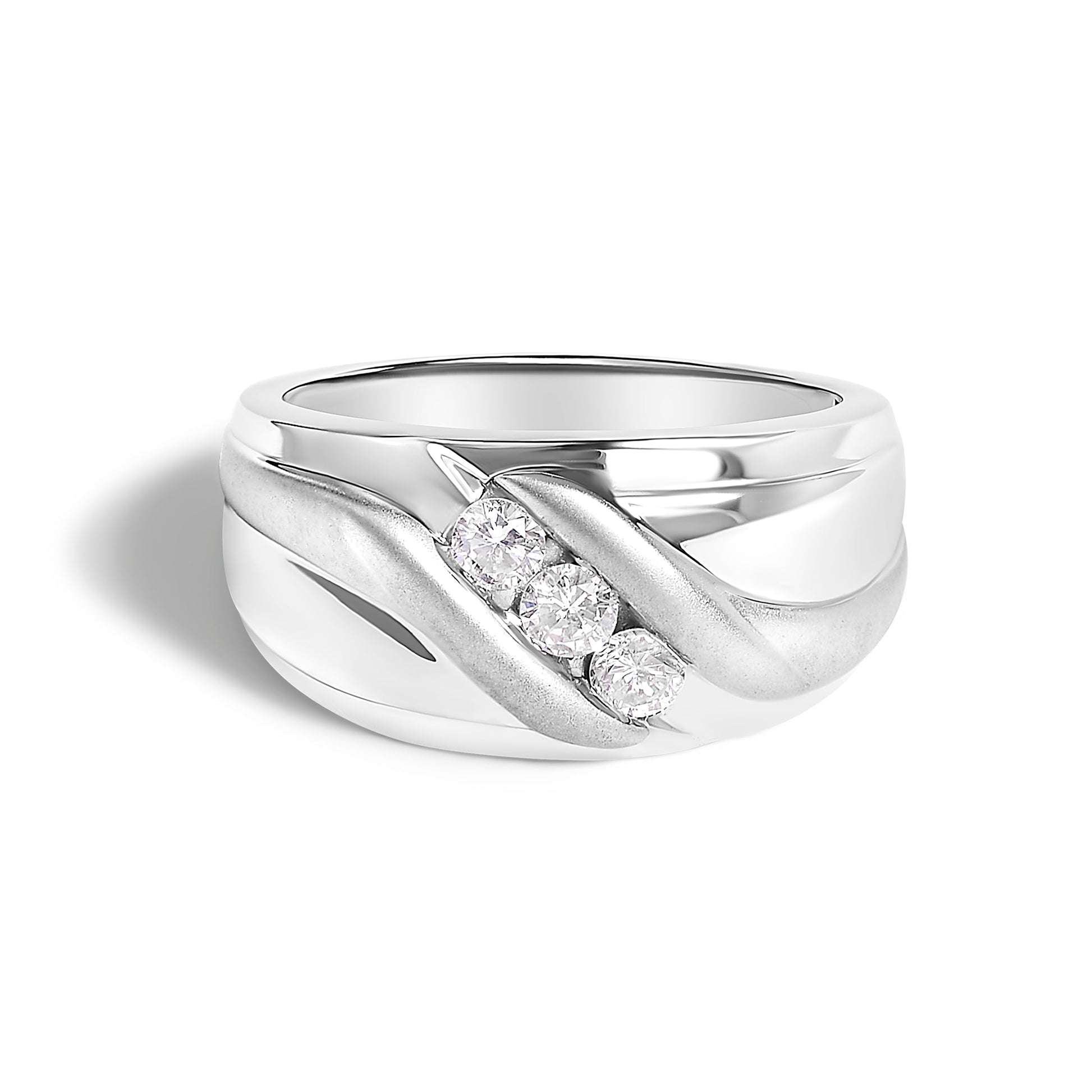Men's .925 sterling silver 3-stone diamond channel band ring, 1/2 Cttw, size 10, Bids.com on Tampa Home & Garden Store