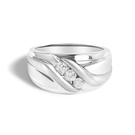 Men's .925 sterling silver 3-stone diamond channel band ring, 1/2 Cttw, size 10, Bids.com on Tampa Home & Garden Store