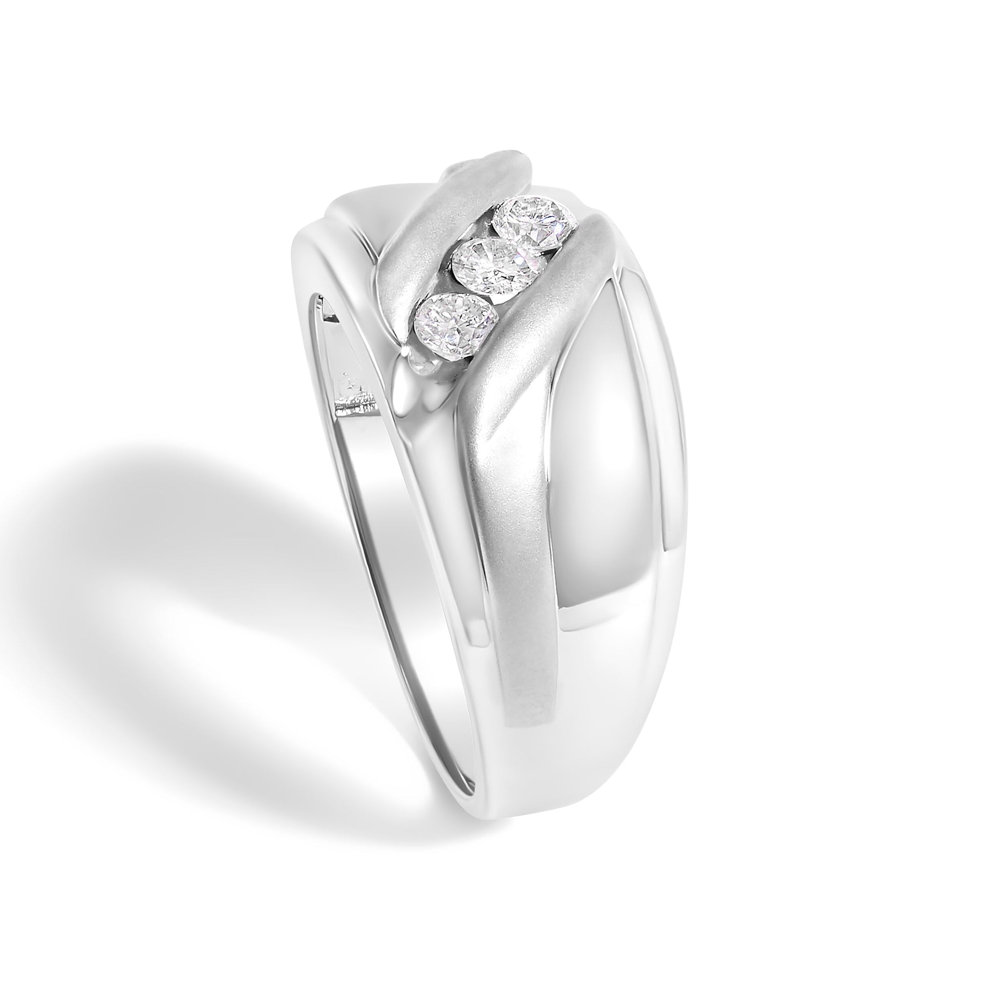 Men's sterling silver ring with three channel-set diamonds, 1/2 cttw, size 10 by Bids.com on Tampa Home & Garden Store