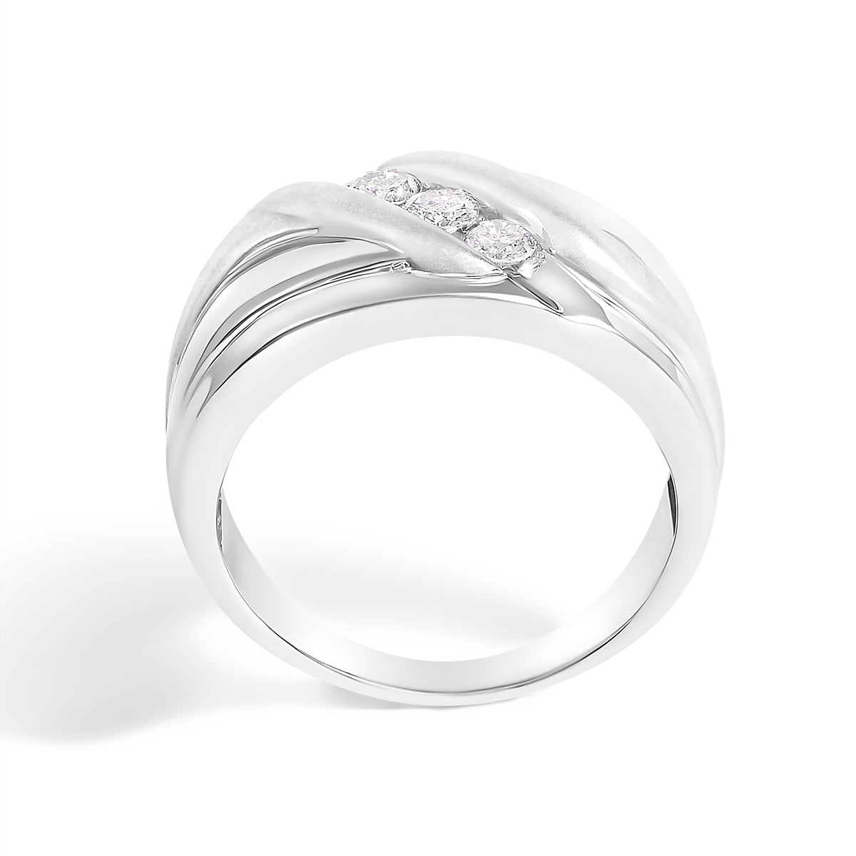 Men's sterling silver ring with channel-set diamonds in a 3-stone band, 1/2 cttw, size 10 on Tampa Home & Garden Store