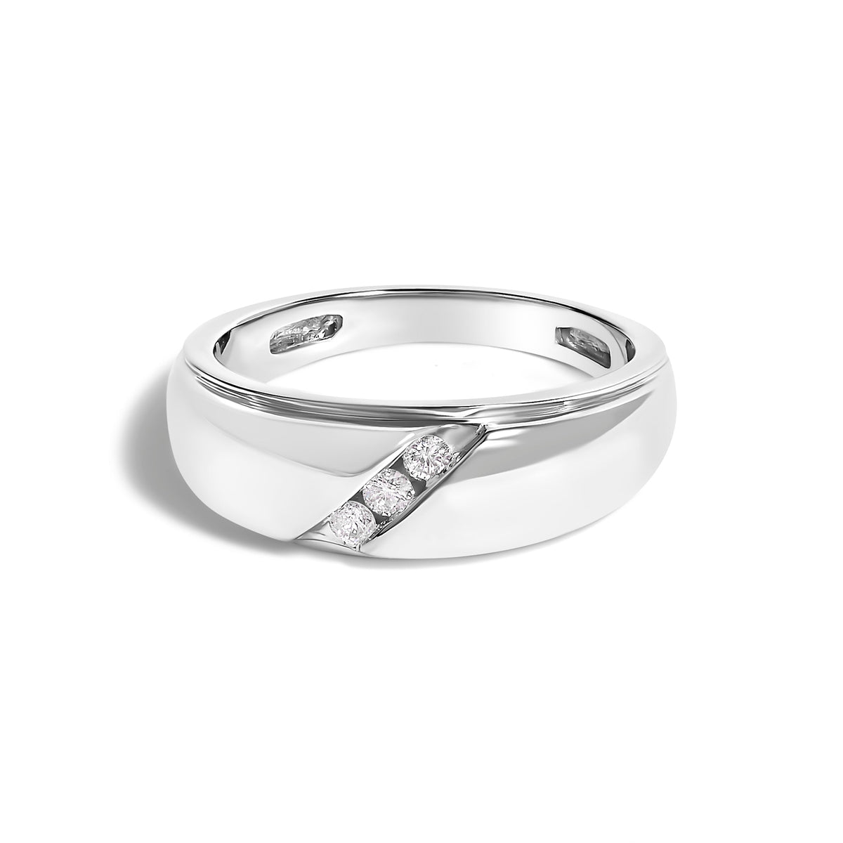Men's sterling silver 3-stone diamond band ring, 1/6 ct tw, size 10, Bids.com on Tampa Home & Garden Store