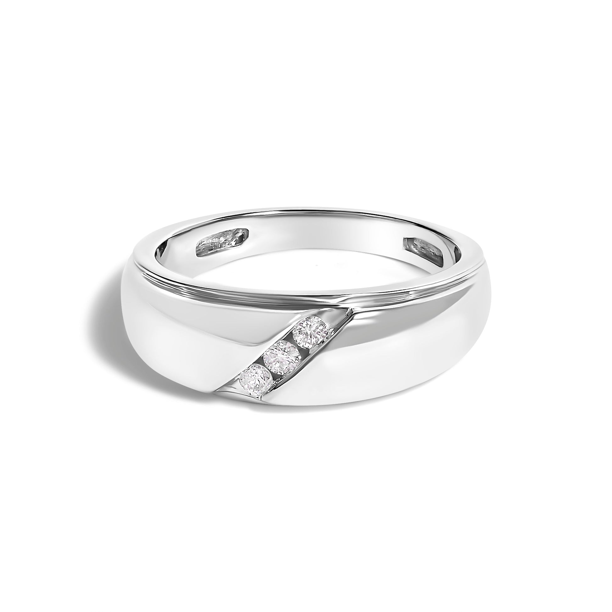 Men's sterling silver 3-stone diamond band ring, 1/6 ct tw, size 10, Bids.com on Tampa Home & Garden Store