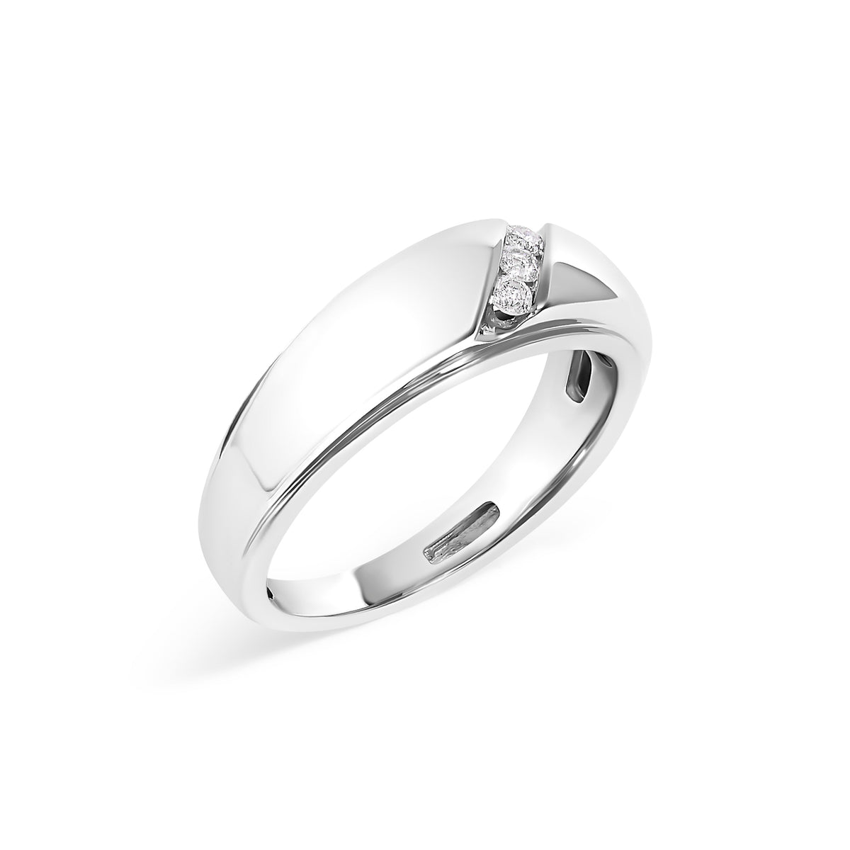 Men's 3-stone diamond band ring, 1/6 cttw, .925 sterling silver, size 10 by Bids.com on Tampa Home & Garden Store