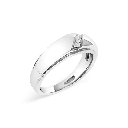 Men's 3-stone diamond band ring, 1/6 cttw, .925 sterling silver, size 10 by Bids.com on Tampa Home & Garden Store