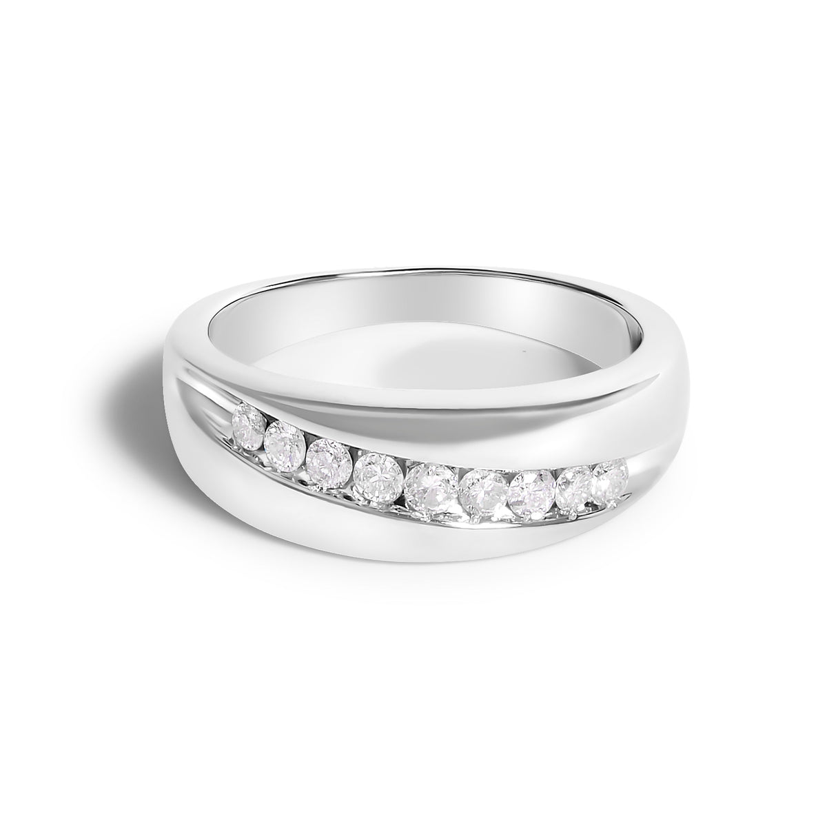 Men's 925 sterling silver 1/2 cttw diamond nine-stone band ring, size 10 on Tampa Home & Garden Store