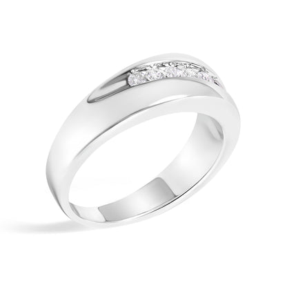 Men's 9-stone 1/2 cttw diamond band ring in 925 sterling silver, size 10 on Tampa Home & Garden Store