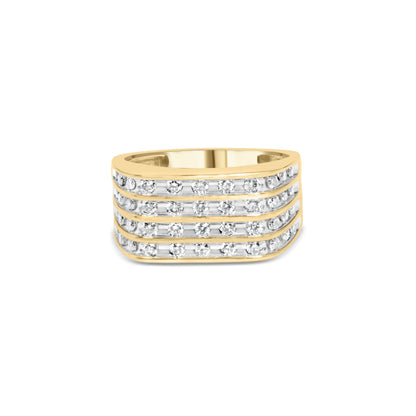 Mens 10K yellow gold diamond multi-row ring, 1.00 Cttw, Bids.com on Tampa Home & Garden Store