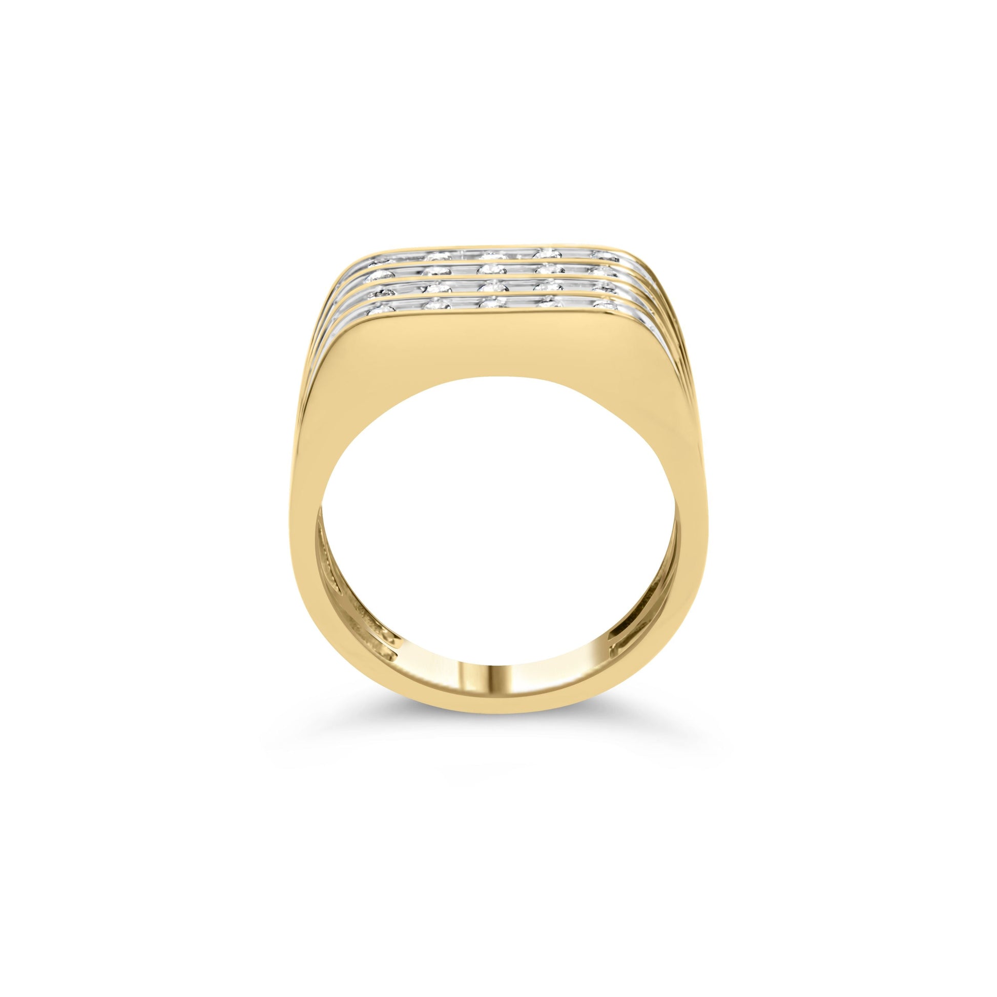 10K yellow gold diamond multi-row men's ring with stacked rails Bids.com on Tampa Home & Garden Store