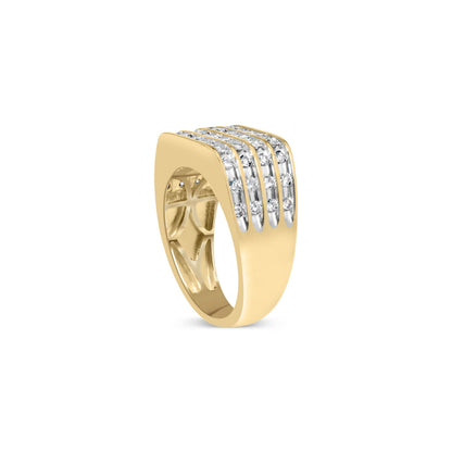 10K yellow gold diamond multi-row men's ring band by Bids.com on Tampa Home & Garden Store