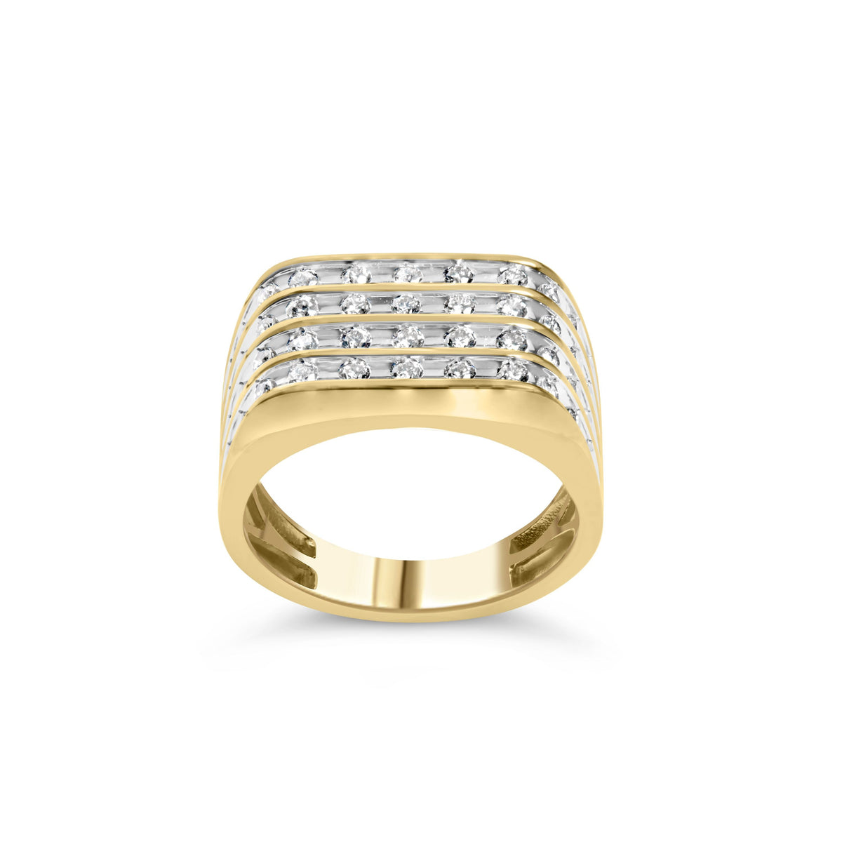 Men's ring 10K yellow gold with 1.00 cttw diamonds in a multi-row band on Tampa Home & Garden Store