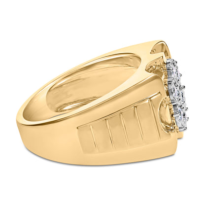 Men's yellow gold plated .925 sterling silver ring with Miracle-Set floral diamond cluster on Tampa Home & Garden Store