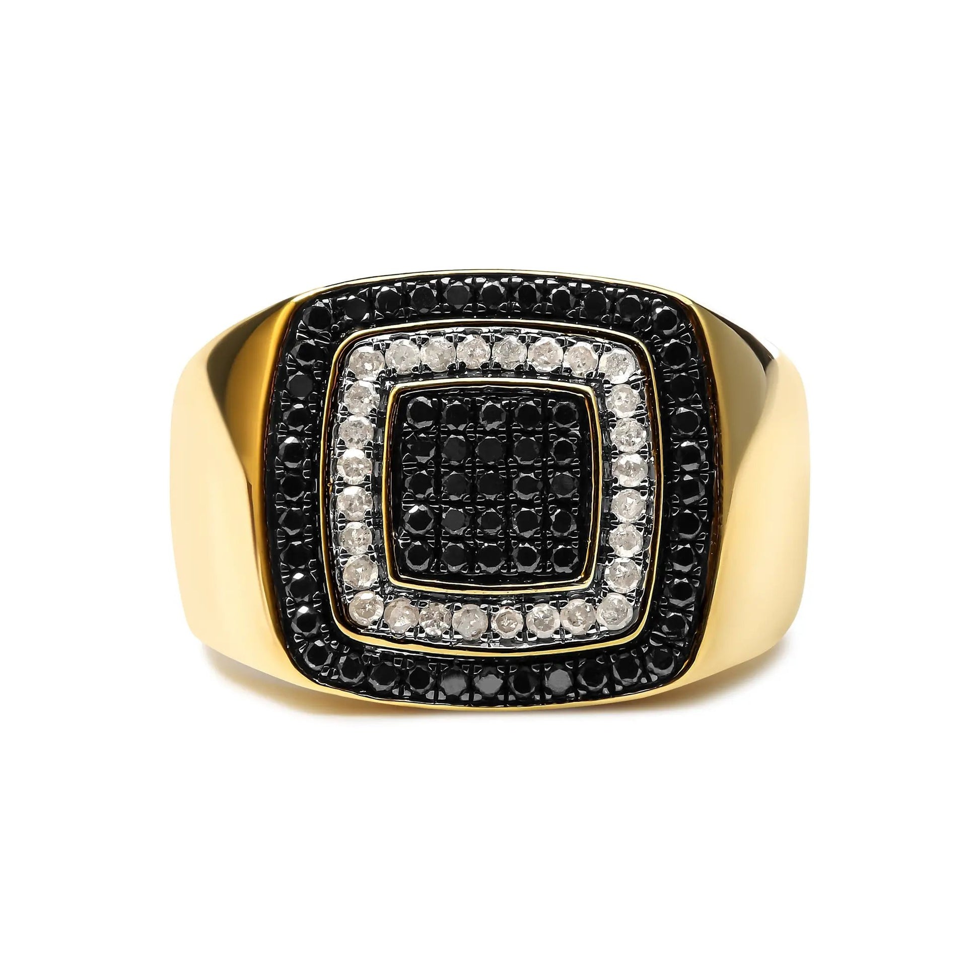 Men's 10K yellow gold ring with 3/4 Cttw black and white pave diamonds, size 10, Bids.com on Tampa Home & Garden Store