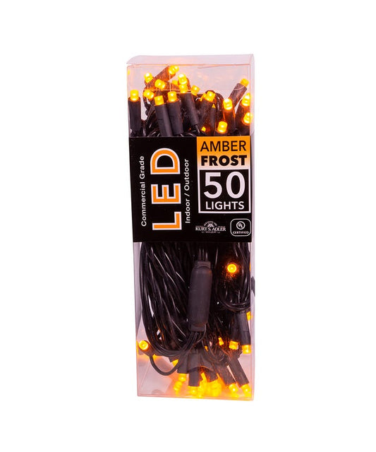 50-Light 5MM Amber Frost LED Black Wire Light Set - Tampa Home & Garden Store