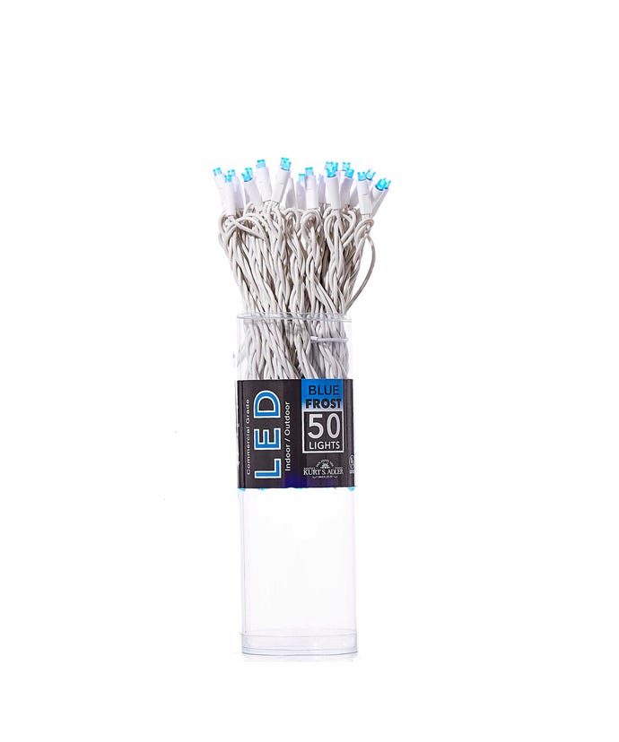 50-Light 5mm Blue Frosted LED White Wire Light Set - Tampa Home & Garden Store