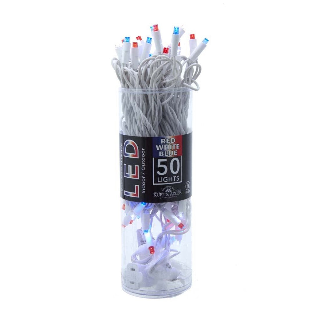 50-Light 5mm Red, White, Blue Frost LED White Wire Light Set - Tampa Home & Garden Store