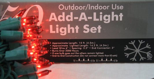 50 Light Indoor/Outdoor RED String Light - Tampa Home & Garden Store