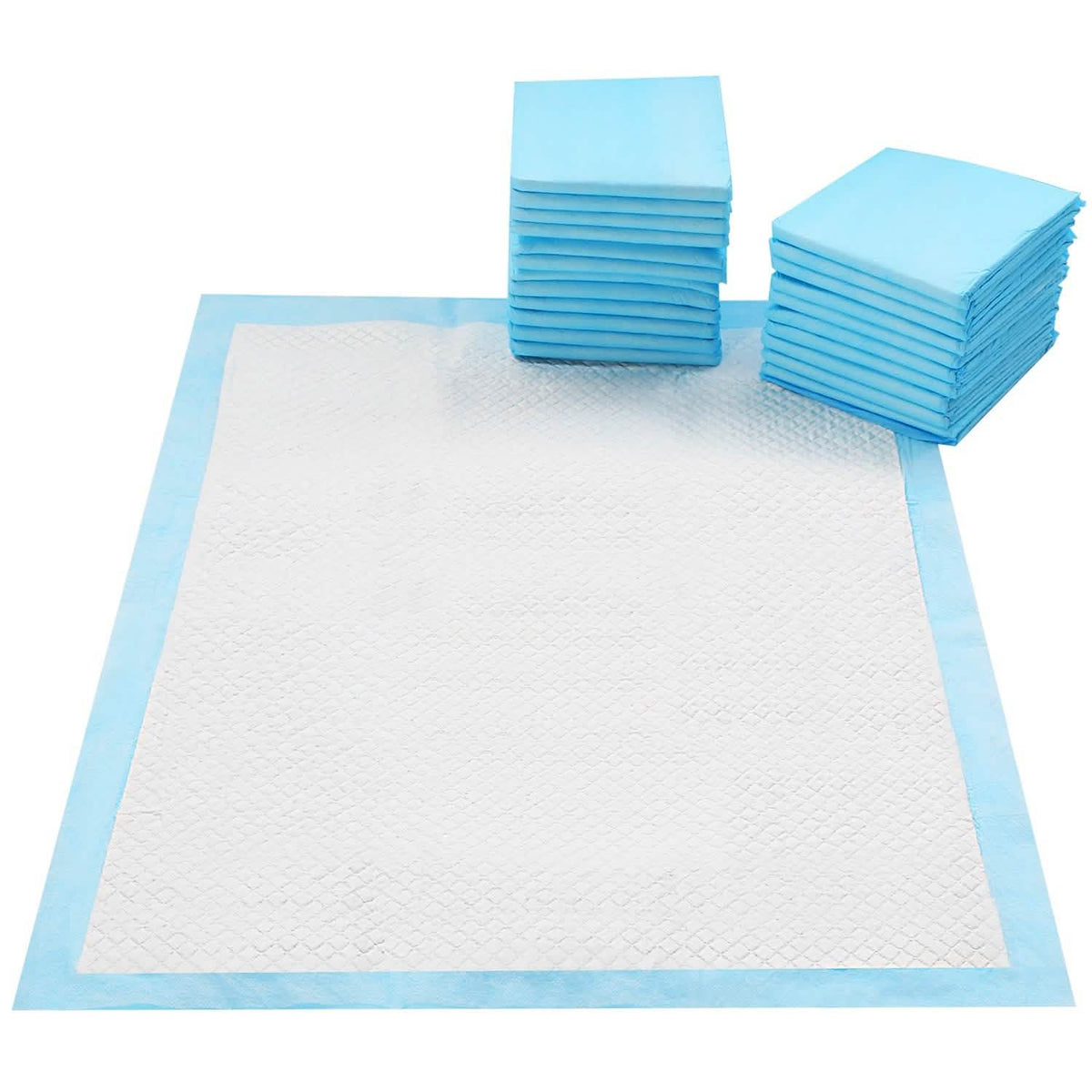 50-piece DailySale dog training pads set, blue disposable pet pads with blue border on Tampa Home & Garden Store