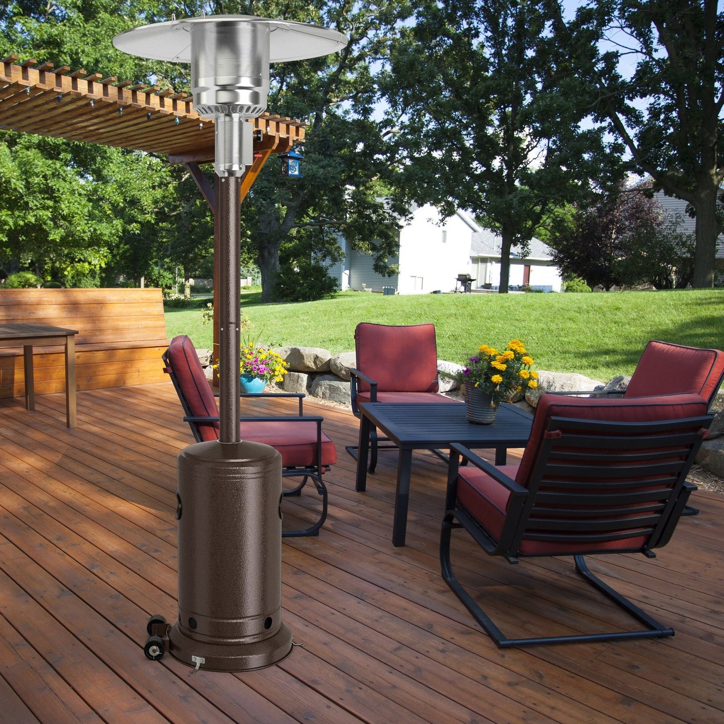 50000 BTU Garden Propane Standing LP Gas Steel Accessories Heater-Bronze