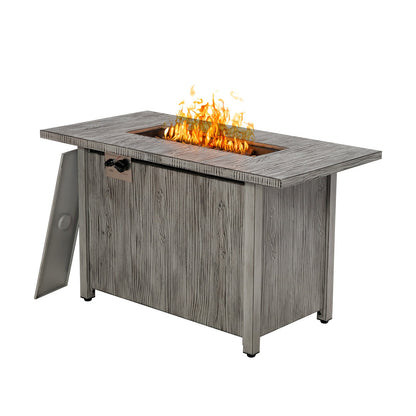 Mesa fogata de propano de 43 pulgadas y 50,000 BTU con tapa removible, gris