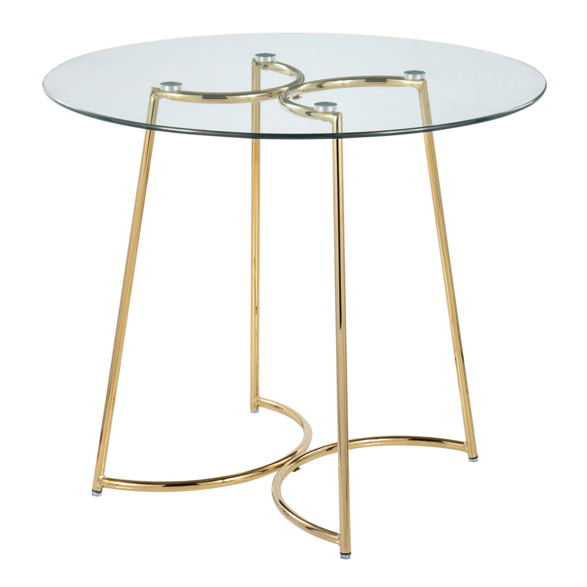 Cece Contemporary Glass Dinette Table with Gold Metal Frame by HouseOfZazla, round clear top on Tampa Home & Garden Store