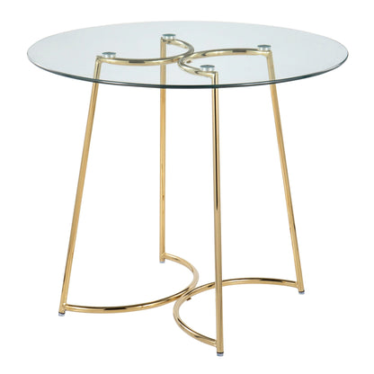 Cece Contemporary Glass Dinette Table with Gold Metal Frame by HouseOfZazla, round clear top on Tampa Home & Garden Store
