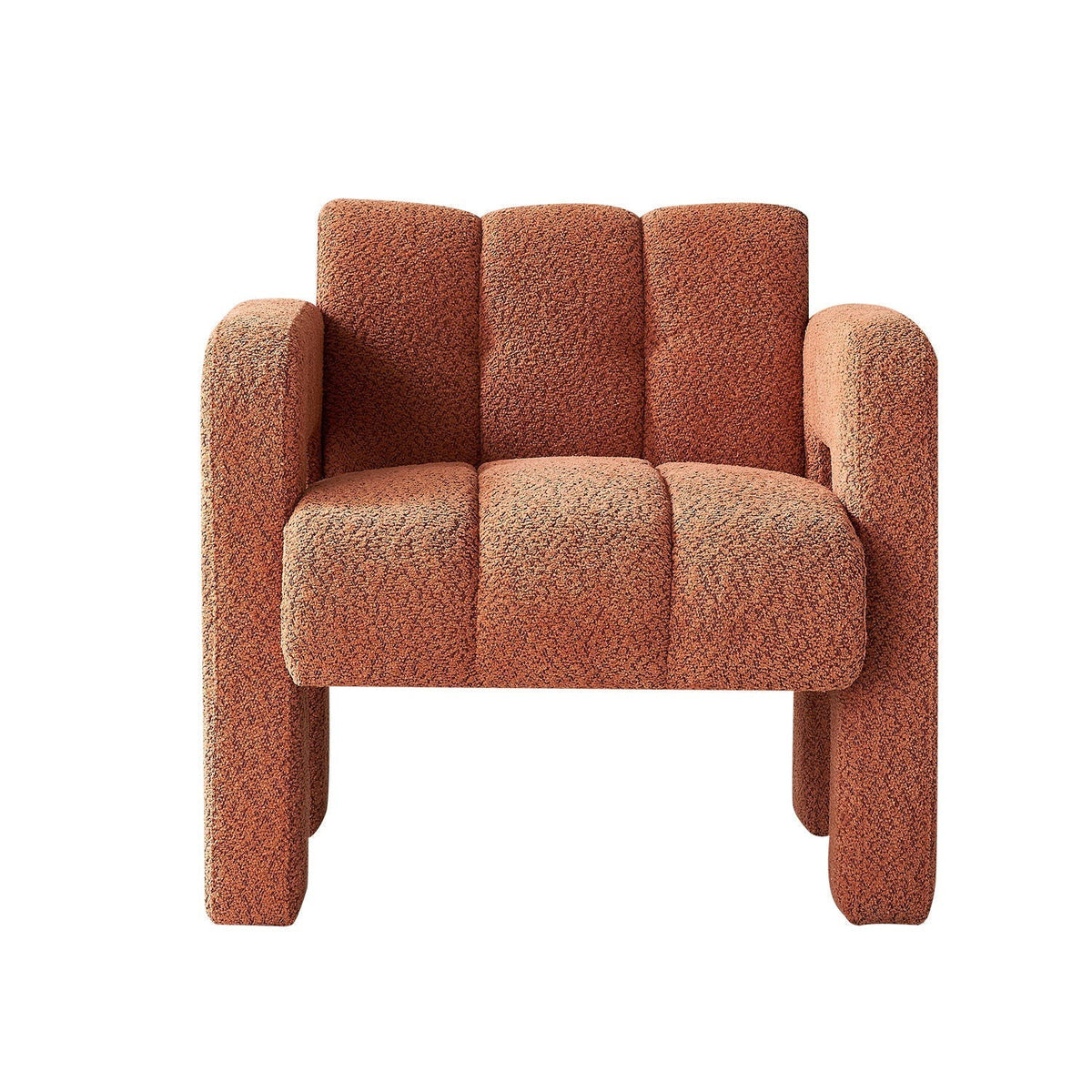 Boucle accent chair orange with solid wood frame by HouseOfZazla on Tampa Home & Garden Store