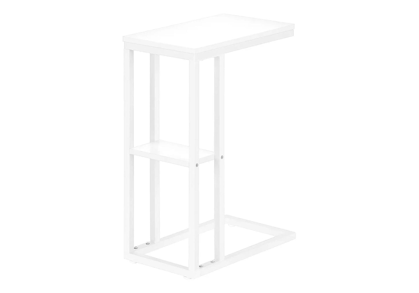 C Shaped Accent Table Marble Look and Modern