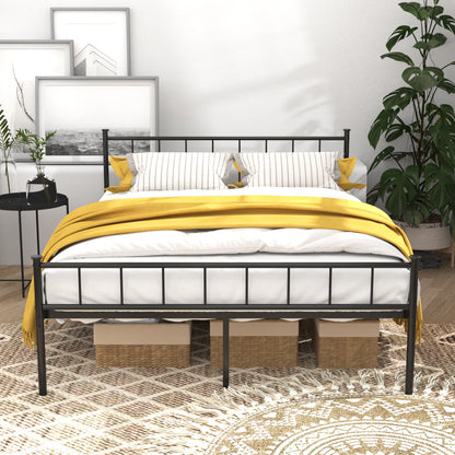 Queen Size Bed Frame with Headboard and Footboard by HouseOfZazla, black metal frame on Tampa Home & Garden Store