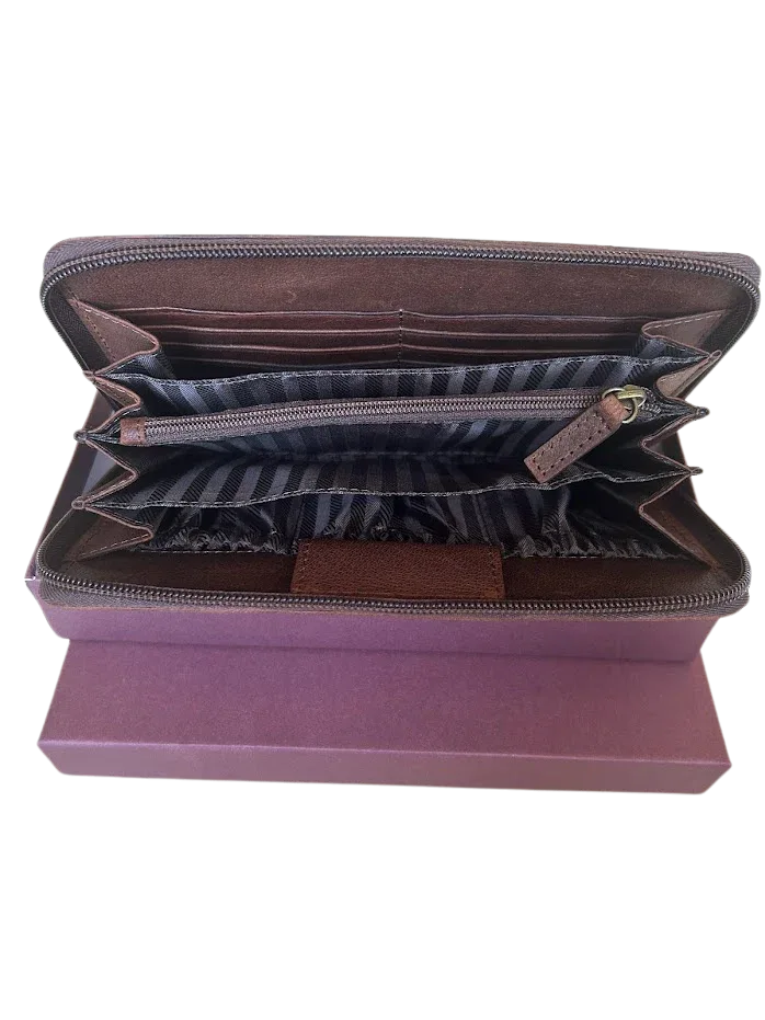 Cambridge Leather Double Zipper Wallet, Mens Wallet