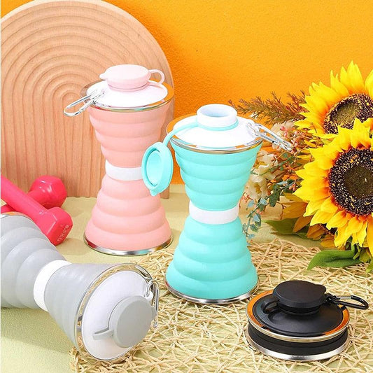500ml foldable silicone water bottle set of 3, pink and turquoise, leak proof Stevvex on Tampa Home & Garden Store