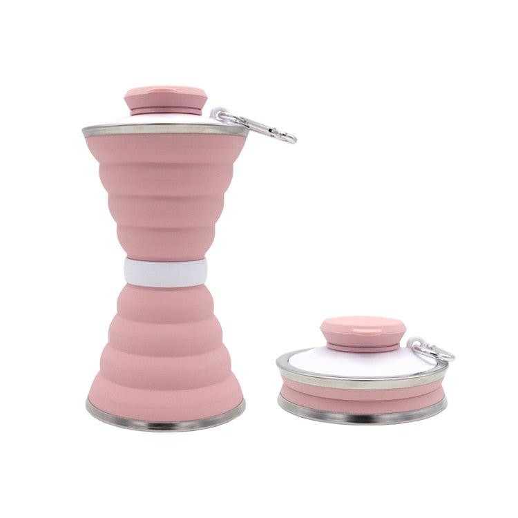 500ML silicone foldable water bottle Stevvex pink leak-proof collapsible 2-pack on Tampa Home & Garden Store