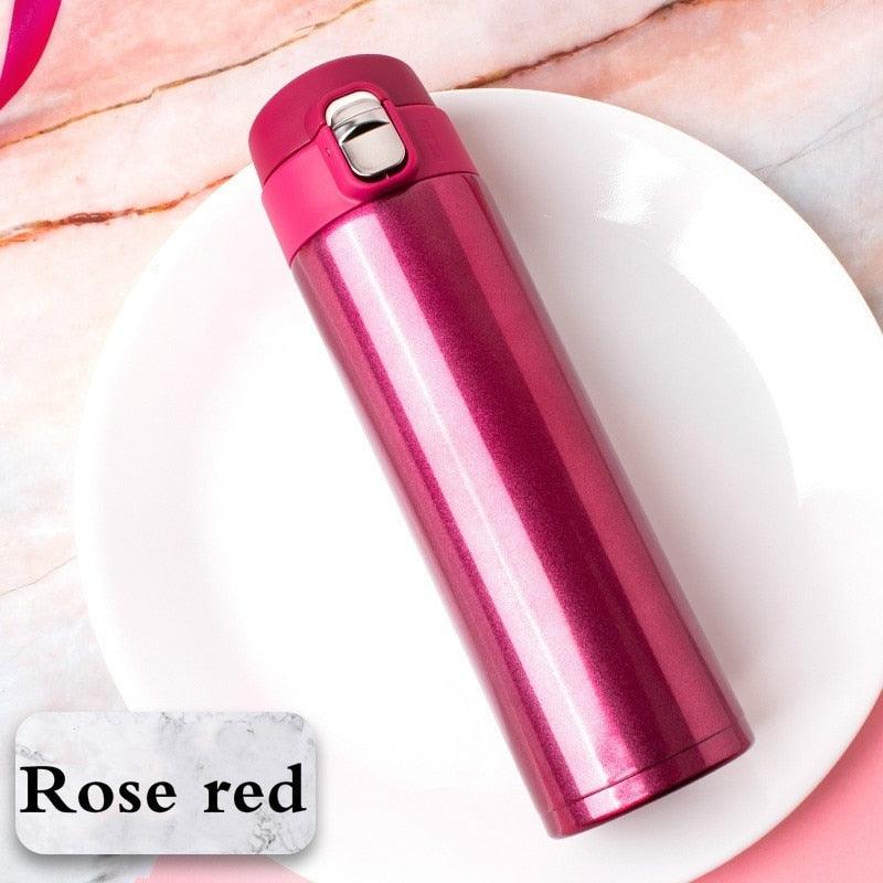 500ml rose red stainless steel vacuum flask with bounce-cover lid Stevvex thermos on Tampa Home & Garden Store