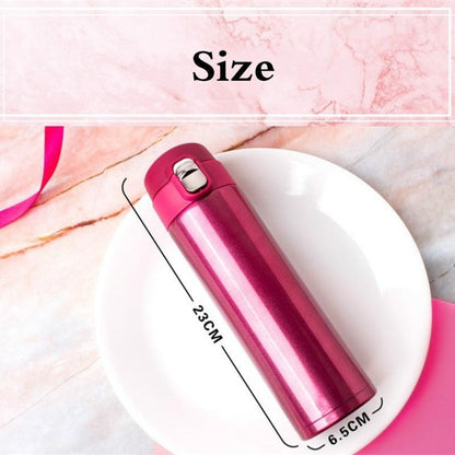Pink 500ml stainless steel vacuum flask with leak-proof lid bounce cover thermos on Tampa Home & Garden Store