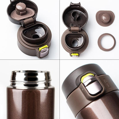 Stevvex 500ml stainless steel vacuum flask brown with bounce lid and leak proof seal on Tampa Home & Garden Store