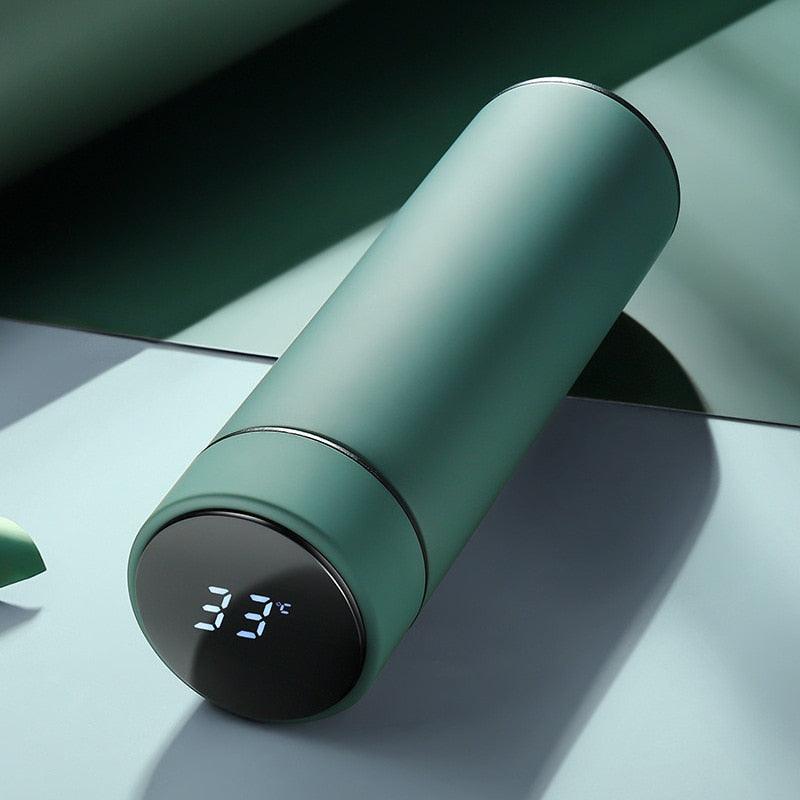 Stevvex 500ml stainless steel thermos with intelligent touch display green finish on Tampa Home & Garden Store