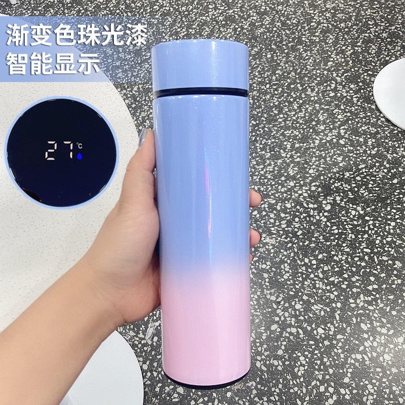 500ml gradient blue-pink stainless steel thermos with intelligent temperature display on Tampa Home & Garden Store