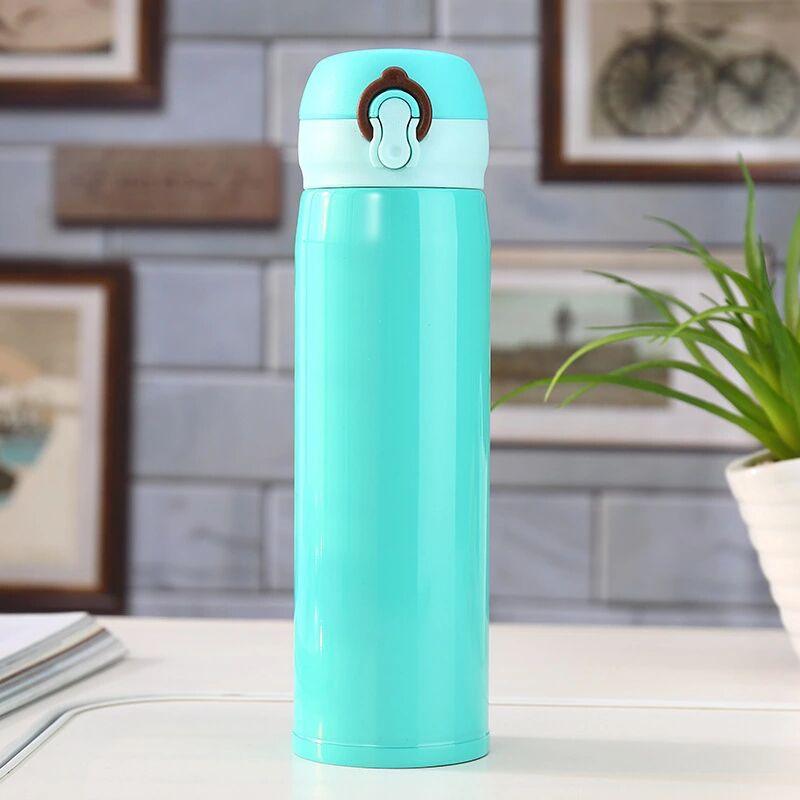 500ml Stevvex stainless steel thermos teal blue vacuum insulated bottle with bouncing lid on Tampa Home & Garden Store