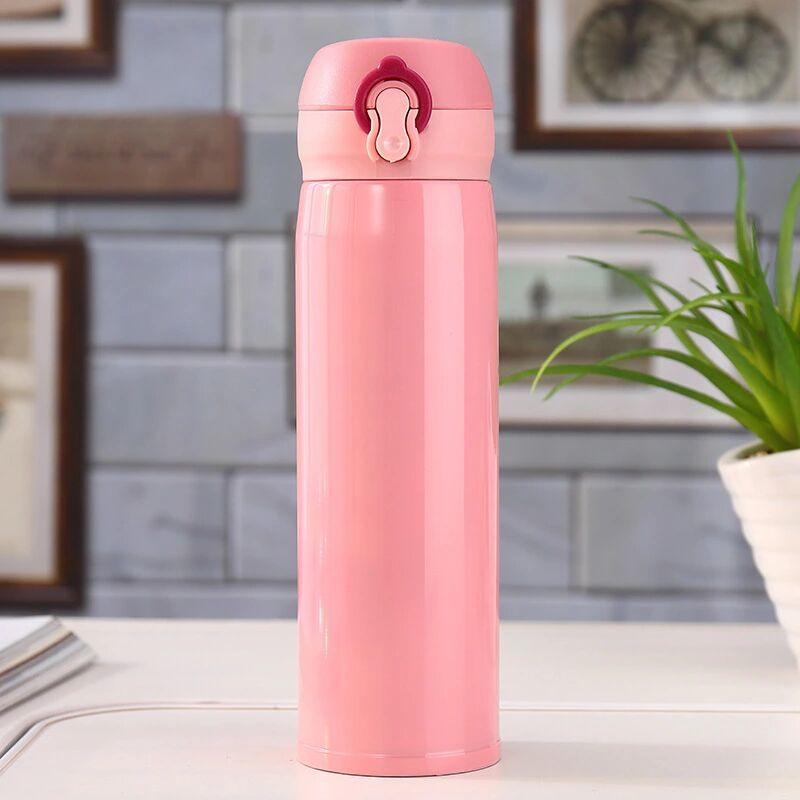 Thermos water bottle 500ml pink stainless steel with bouncing lid Stevvex vacuum insulated on Tampa Home & Garden Store