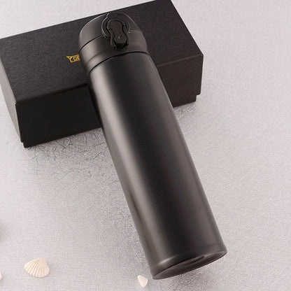 500ml stainless steel vacuum insulated thermos bottle with bouncing lid matte black on Tampa Home & Garden Store