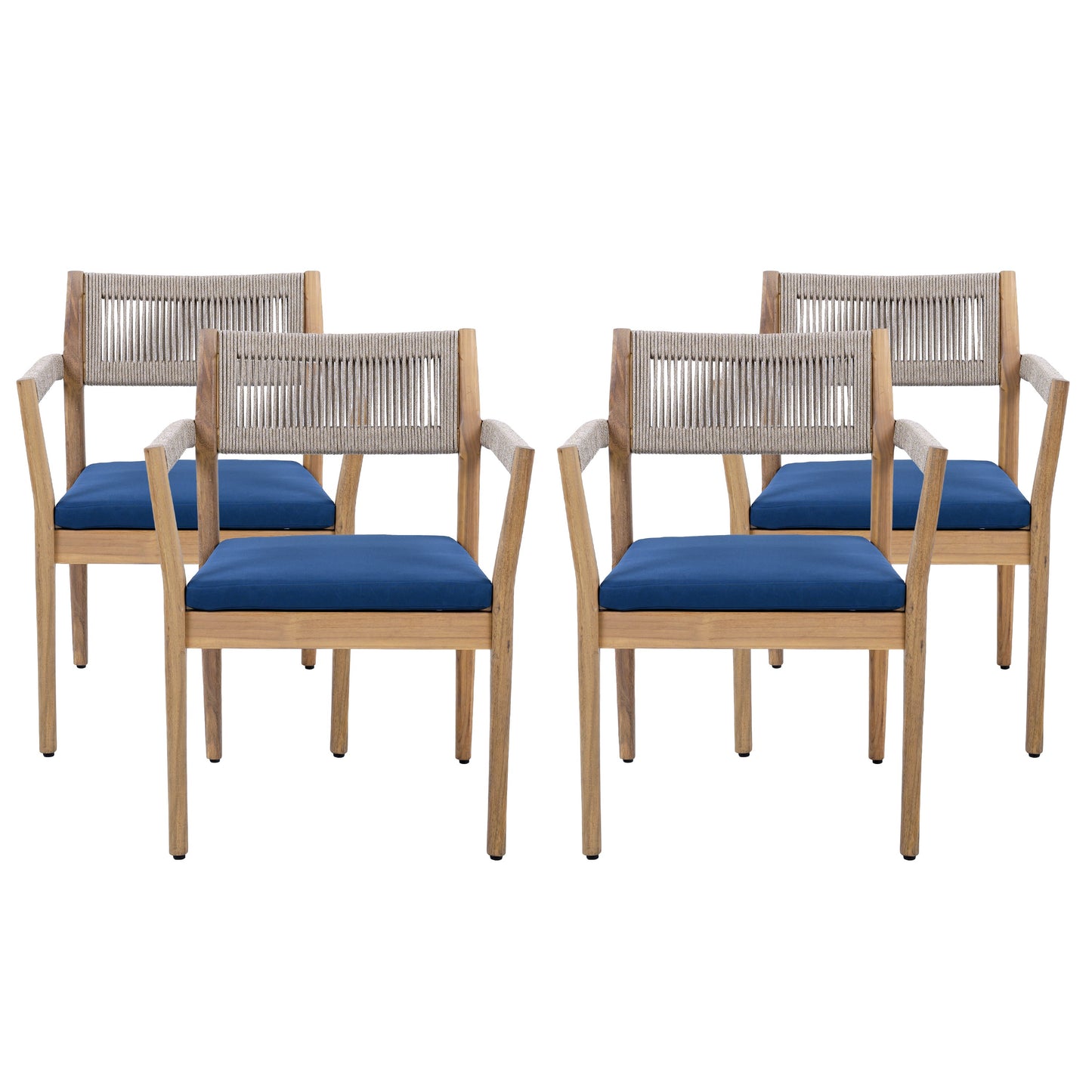 Set Of Two Braided Acacia Outdoor Dining Chairs