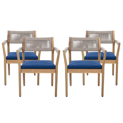 Set Of Two Braided Acacia Outdoor Dining Chairs