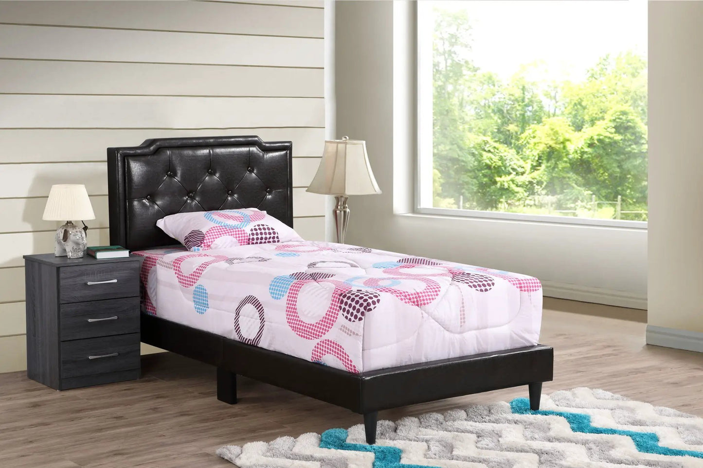 Button Tufted Bed Charming For Cozy Spaces black leather upholstered headboard on Tampa Home & Garden Store