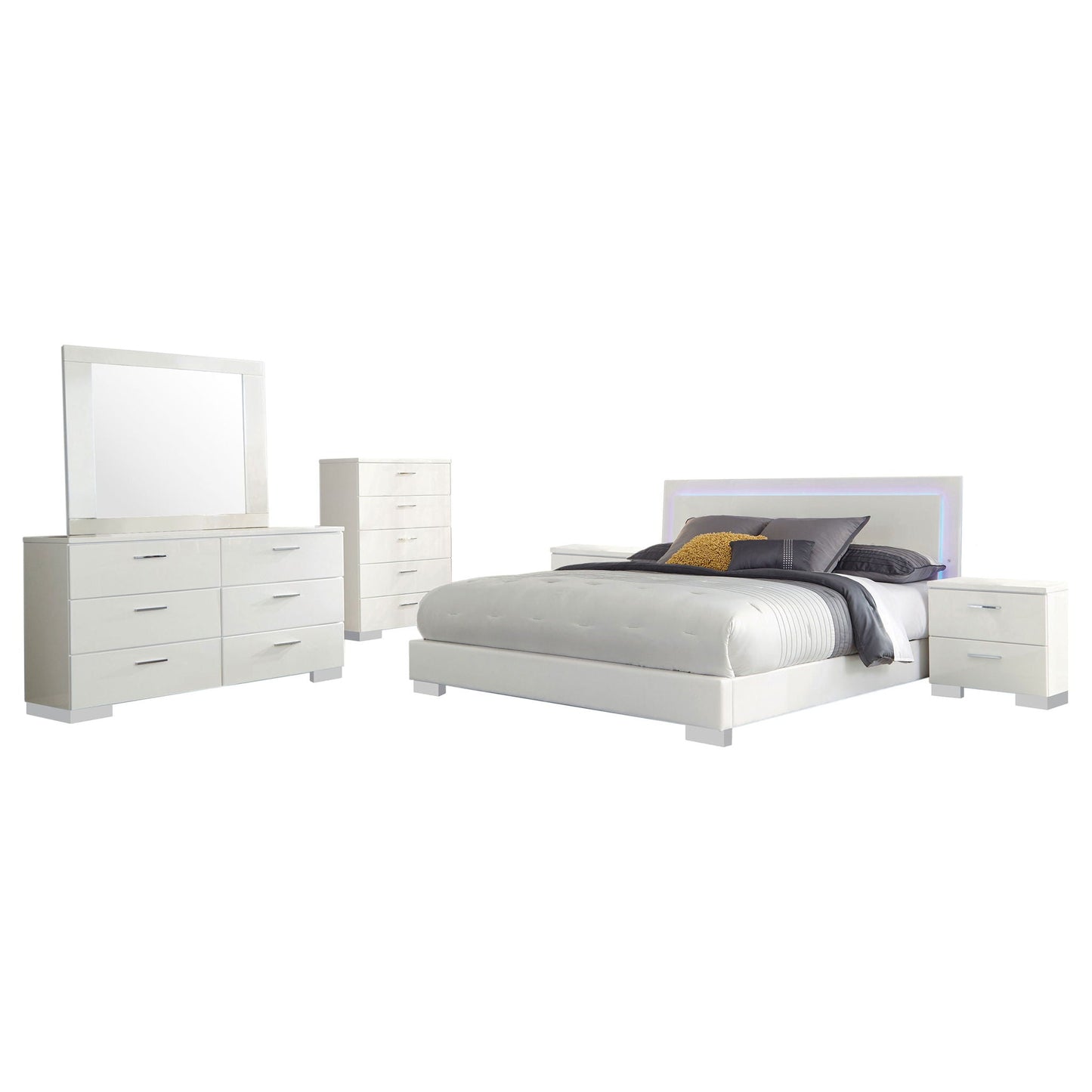 August Queen Panel Bedroom Set and LED Lights