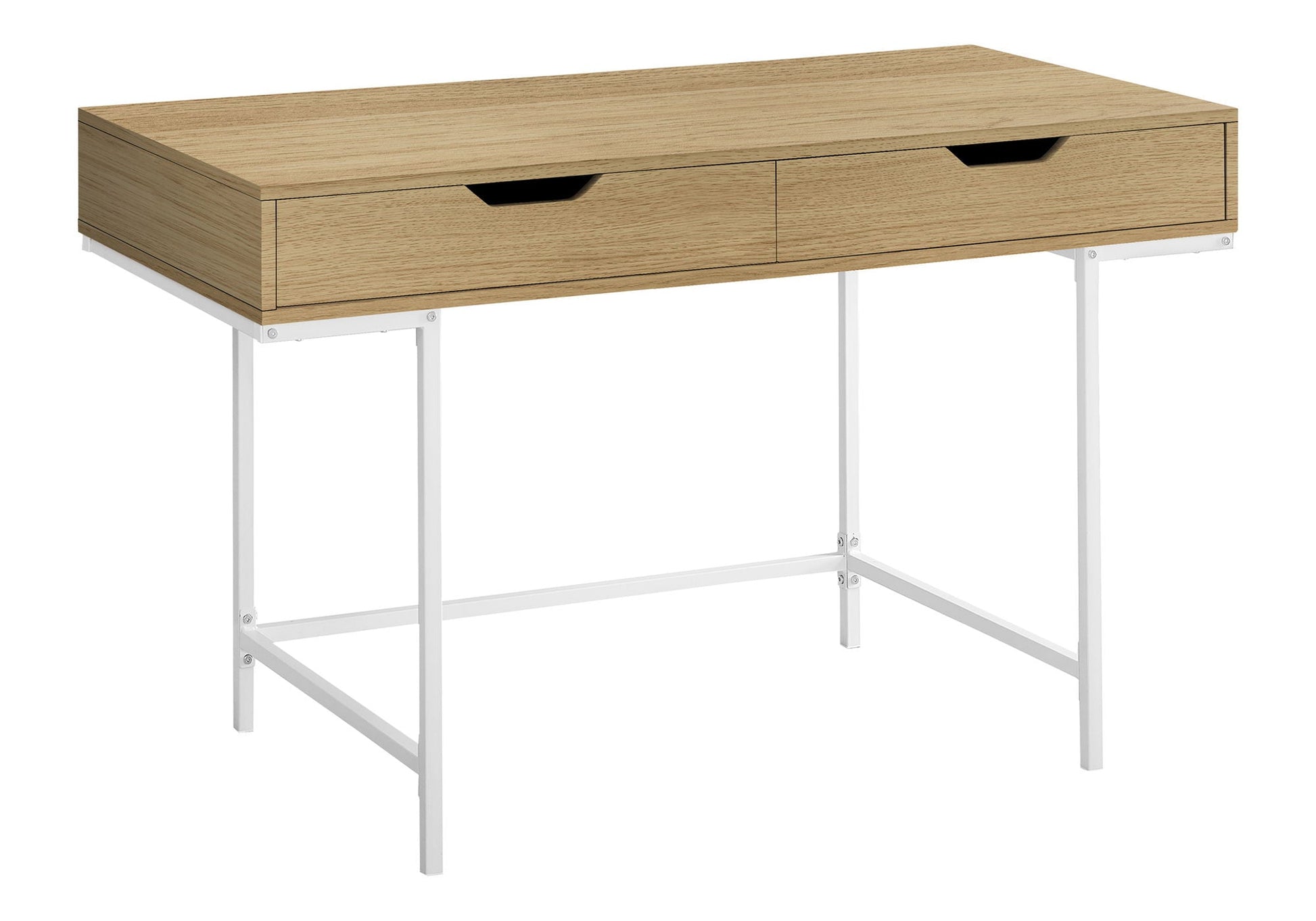 Computer desk for home office with 2 drawers, wood grain top, white metal legs by HouseOfZazla on Tampa Home & Garden Store
