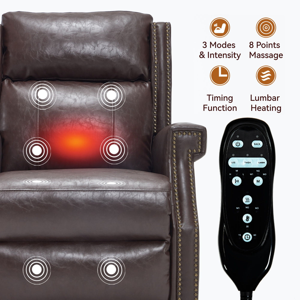 Manual Recliner With Vibrations and Heat