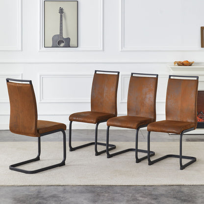 Dining chairs with ergonomic backrest by HouseOfZazla in brown leather with bases on Tampa Home & Garden Store
