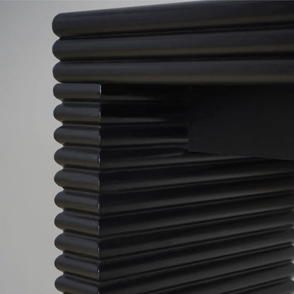 Modern Console Table with glossy black stacked ribbed cylindrical detailing on Tampa Home & Garden Store